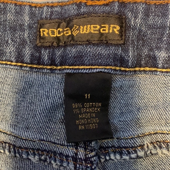 Rocawear size 11 lowrise flare Y2k gold embroidered pockets vintage 00’s sexy - Picture 5 of 12